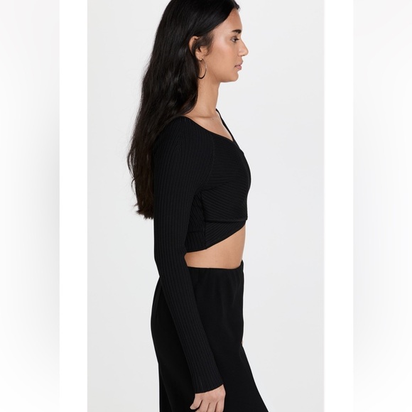 Lapointe black ribbed cross over cropped top - Picture 3 of 11